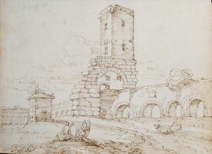 Figures devant un aqueduc - Giovanni Battista Busiri