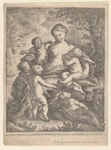 Charité, assise dans un paysage entourée de cinq enfants nus, 1692-1727 - Giovanni Battista Catenaro