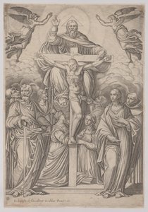La Trinité, avec la crucifixion au centre et des saints de chaque côté, 1586 - Giovanni Battista Cavalieri