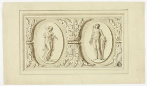 Deux médaillons avec des figures debout d