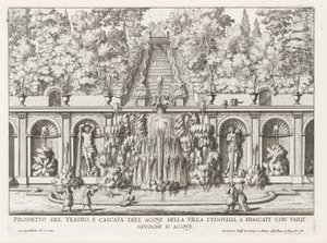 Cascade et Teatro delle Acque dans les jardins de la Villa Torlonia à Frascati - Giovanni Battista Falda