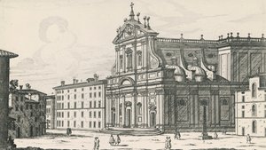 Église Saint-Ignace-de-Loyola au Campo Marzio, Rome, gravure de Giovanni Battista Falda - Giovanni Battista Falda
