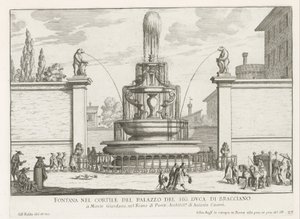 Fontaine dans la cour du Palazzo Taverna à Rome - Giovanni Battista Falda