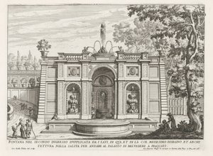 Fontaine dans les jardins de la Villa Aldobrandini à Frascati (Fontane delle ville di Frascati) - Giovanni Battista Falda