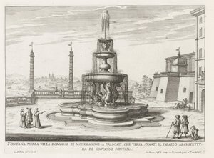 Fontaine dans les jardins de la Villa Mondragone à Frascati - Giovanni Battista Falda