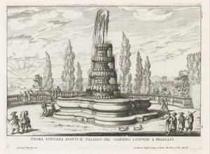 Fontaine dans les jardins de la Villa Torlonia à Frascati - Giovanni Battista Falda