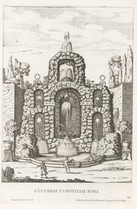 Fontaine avec des colombes dans les jardins de la Villa Doria Pamphilj à Rome - Giovanni Battista Falda