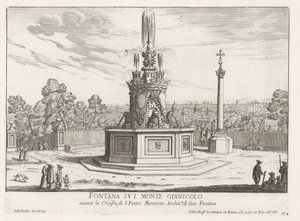 Fontaine sur la Piazza San Pietro in Montorio sur le mont Janicule à Rome - Giovanni Battista Falda