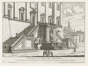 Fontaine devant le Palazzo Senatorio sur le Capitole à Rome - Giovanni Battista Falda