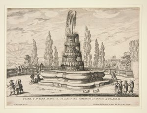 Fontaine dans les jardins du palais Ludovisi à Frascati - Giovanni Battista Falda