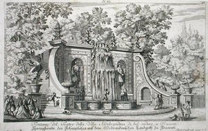 Fontaine du Théâtre à la Villa Aldobrandina, Frascati, vers 1675, de 