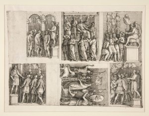Six vignettes de la vie de Trajan - Giovanni Battista Franco (called Il Semolei)
