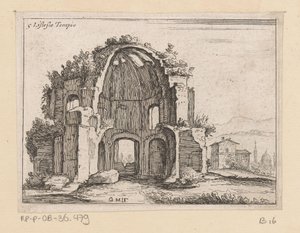 Restes du Temple de Minerva Medica dans un paysage (série Vues de Rome, Alcune vedute et prospettive di luoghi dishabitati di Roma) - Giovanni Battista Mercati