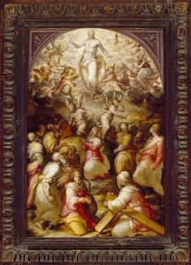 Christ en gloire avec les saints Agnès et Hélène, 16ème siècle - Giovanni Battista Naldini