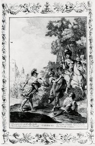Duel entre Ottone et Tancredi en présence de Clorinda, chant VI, Jérusalem délivrée - Giovanni Battista Piazzetta