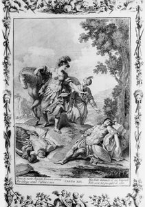 Erminia rencontrant Tancredi blessé, chant XIX, Jérusalem délivrée - Giovanni Battista Piazzetta