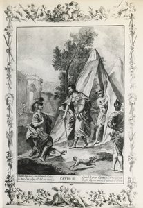 Jérusalem délivrée, chant III, illustration de Giovanni Battista Piazzetta (1683-1754) pour le poème de Torquato Tasso (1544-1595), édition publiée à Venise en 1745, Italie