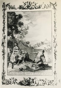 Jérusalem délivrée, chant XII, illustration de Giovanni Battista Piazzetta pour le poème de Torquato Tasso, édition publiée à Venise en 1745, Italie - Giovanni Battista Piazzetta