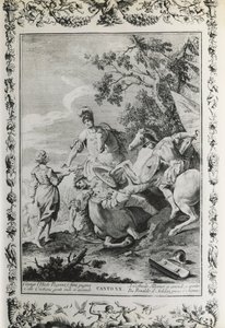 Jérusalem délivrée, chant XX, illustration de Giovanni Battista Piazzetta (1683-1754) pour le poème de Torquato Tasso (1544-1595), édition publiée à Venise en 1745, Italie