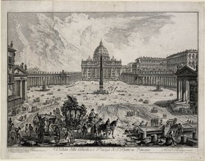 Vue de la basilique et de la place Saint-Pierre au Vatican (extrait de : Vedute di Roma) - Giovanni Battista Piranesi