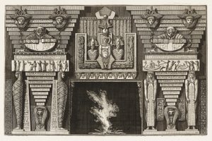 Estampe reliée, cheminée étrusque, tirée de Diverse Maniere d