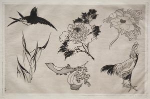 Service de table (service Rousseau) : Hirondelle, coq et fleurs (n° 8) - Giovanni Battista Piranesi