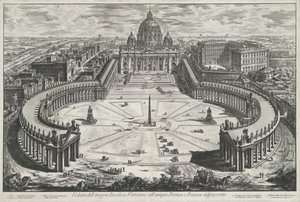 Vue de la place Saint-Pierre avec la basilique Saint-Pierre au Vatican - Giovanni Battista Piranesi