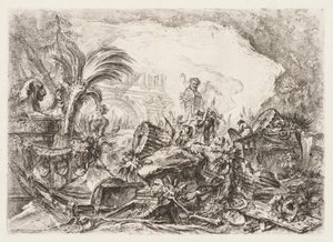 Groteschi : Ruines avec une statue de faune et une colonne tombée - Giovanni Battista Piranesi