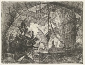 Prison avec des prisonniers sur une plate-forme saillante - Giovanni Battista Piranesi