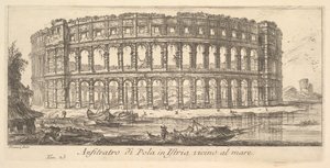 Planche 23 : Amphithéâtre de Pola en Istrie près de la mer Anfiteatro di Pola in Istria vi..., vers 1748 - Giovanni Battista Piranesi