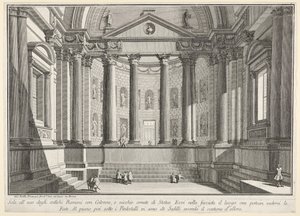 Salle colonnadée selon la coutume des anciens Romains, et niches ornées