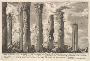 Sept colonnes du Temple de Juturna avec chapiteaux corinthiens..., XVIIIe siècle - Giovanni Battista Piranesi