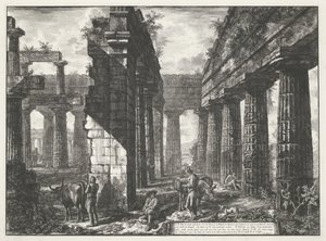 Temple de Neptune à Paestum (série de différentes vues de quelques restes de trois grands édifices qui subsistent encore dans l
