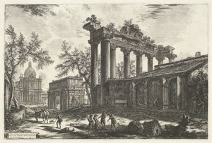 Temple de Saturne à Rome (Vedute di Roma disegnate ed incise da Giambattista Piranesi architetto Veneziano) - Giovanni Battista Piranesi
