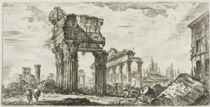 Temple de Jupiter Tonans [Jupiter le Tonnerre]. 1. Temple de la Concorde, planche 7 de Quelques vues des arcs de triomphe et autres monuments - Giovanni Battista Piranesi