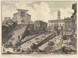Le Capitole et les marches de S. Maria in Aracoeli Veduta del Romano Campidoglio con ..., vers 1775