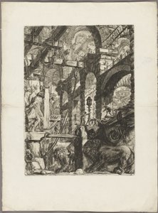 Les bas-reliefs du lion, planche 5 des Prisons imaginaires - Giovanni Battista Piranesi