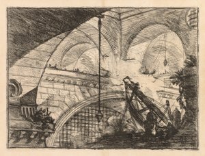 Les prisons : une série de galeries avec érection de poutres semblables à des grues - Giovanni Battista Piranesi