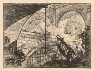 Les Prisons : Une série de galeries avec érection de poutres semblables à des grues, 1745-1750 - Giovanni Battista Piranesi