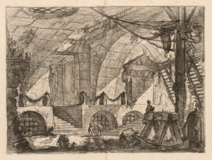 Les Prisons : Une chambre voûtée avec des poteaux et des chaînes, 1745-1750 - Giovanni Battista Piranesi