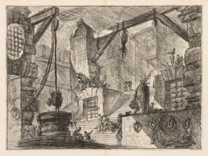 Les Prisons : Intérieur à colonnades avec un large escalier, 1745-1750 - Giovanni Battista Piranesi