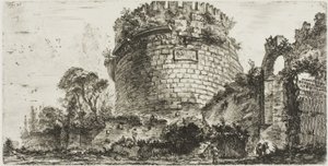 Tombe de Caecilia Metella appelée Capo di Bove [Tête de bœuf], planche vingt de Quelques vues des arcs de triomphe et autres monuments