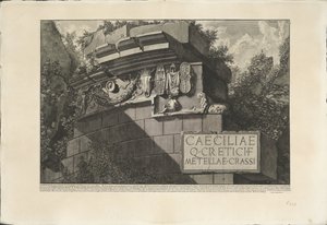 Tombe de Caecilia Metella à Rome (Parte della Facciata del Sepolcro di Cecilia Metella co gli Ornamenti, Archeologische vondsten in en rond Rome, Le Antichità Romane) - Giovanni Battista Piranesi