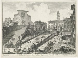 Escaliers vers la Piazza del Campidoglio et la Santa Maria in Aracoeli à Rome (Veduta del Romano Campidoglio con Scalinata che va alla Chiesa d