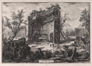 Vue des restes des bâtiments du deuxième étage des Thermes de Titus, de Vedute di Roma