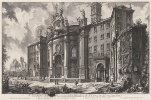 Vue de la façade de la basilique Santa Croce in Gerusalemme - Giovanni Battista Piranesi