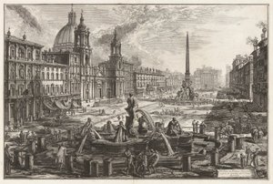 Vue de la Piazza Navona au-dessus des ruines du Cirque Agonalis (Cirque de Domitien), de Vedute di Roma (Vues de Rome)