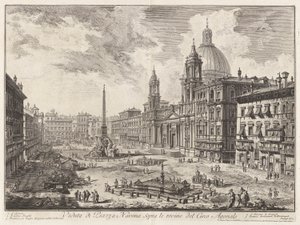 Vue de la Piazza Navona au-dessus des ruines du Cirque de Domitien, de Vedute di Roma (Vues de Rome) - Giovanni Battista Piranesi