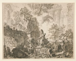 Vedute di Roma: Frontispice avec statue de Minerve - Giovanni Battista Piranesi