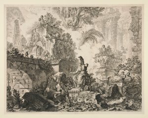 Vedute di Roma : Frontispice avec statue de Minerve - Giovanni Battista Piranesi